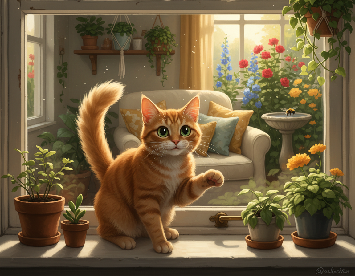 radostná řeč těla kočky