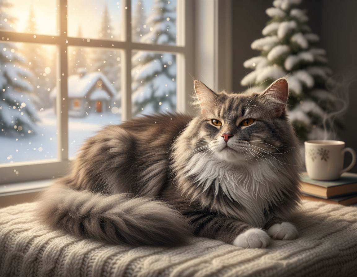 růst zimní srsti u kočky