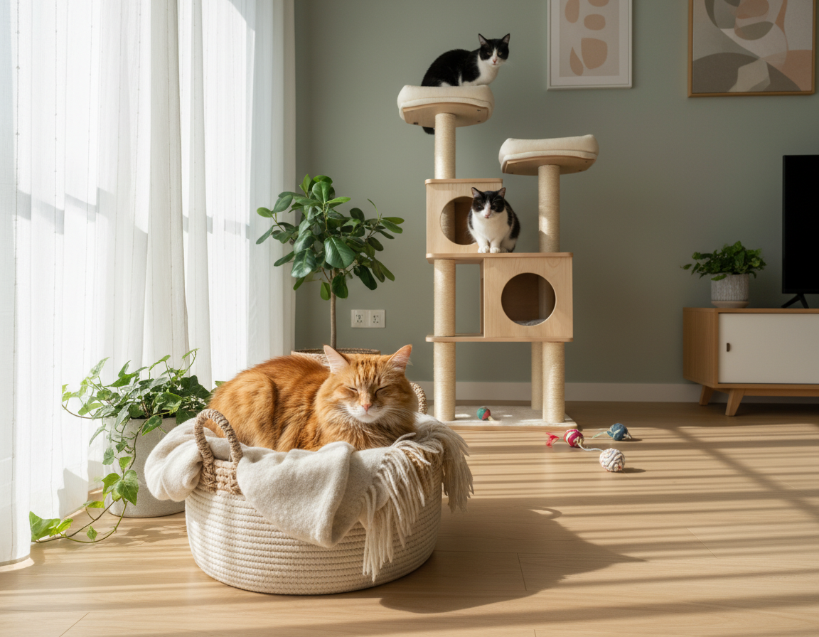 skrytá místa k odpočinku pro kočky