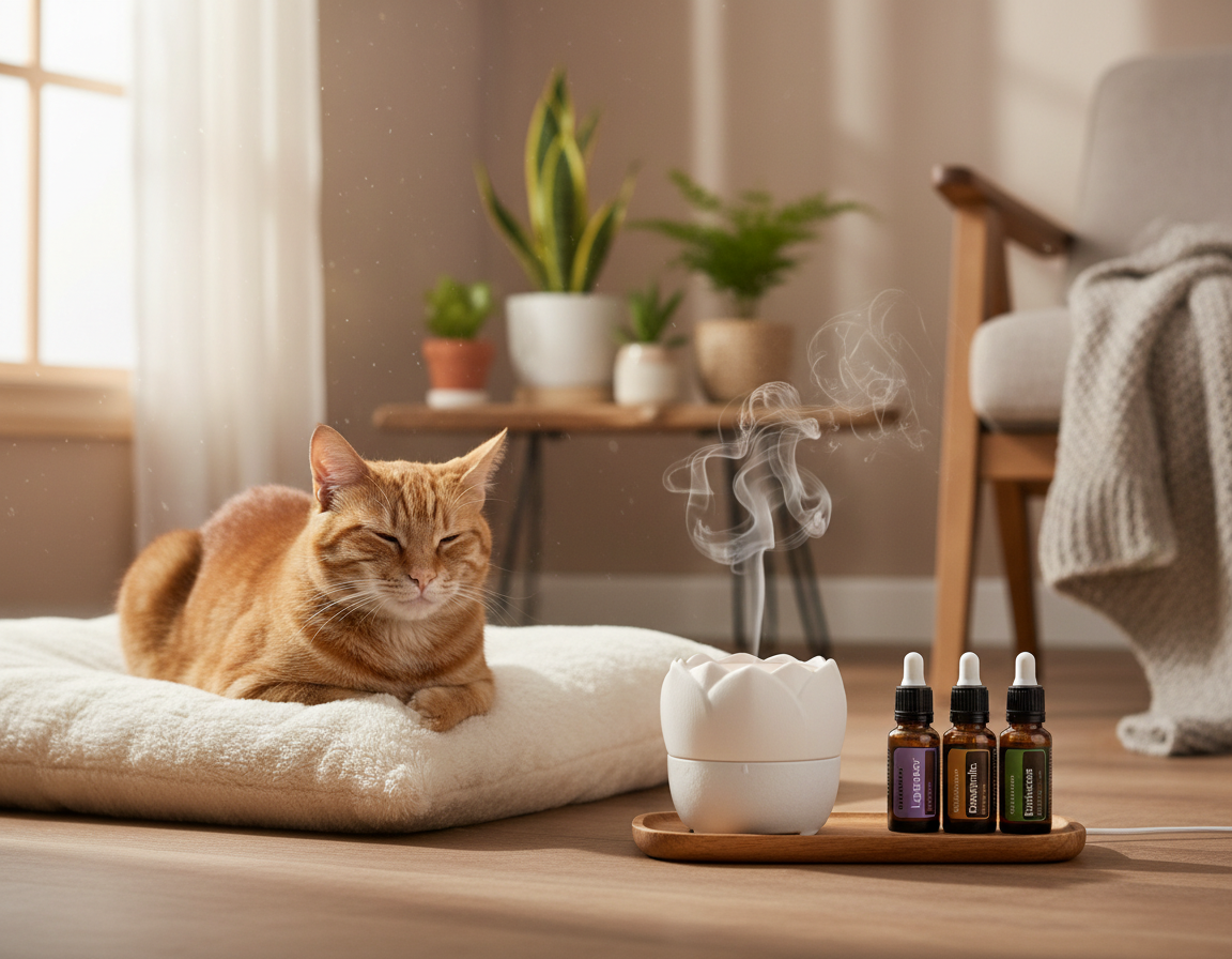 snižování stresu u koček pomocí esenciálních olejů