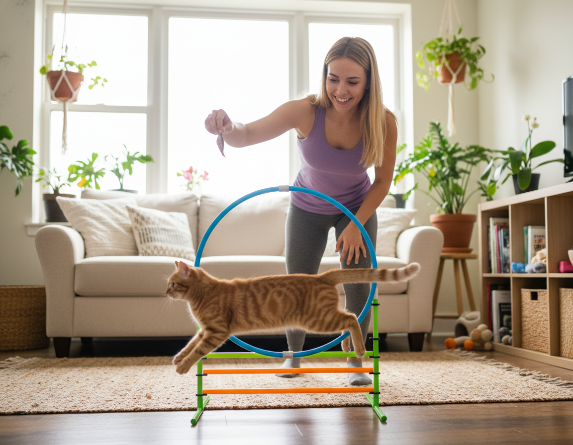 trénink skákání pro kočky