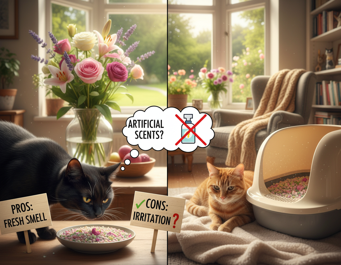 výhody a nevýhody parfémovaného steliva pro kočky