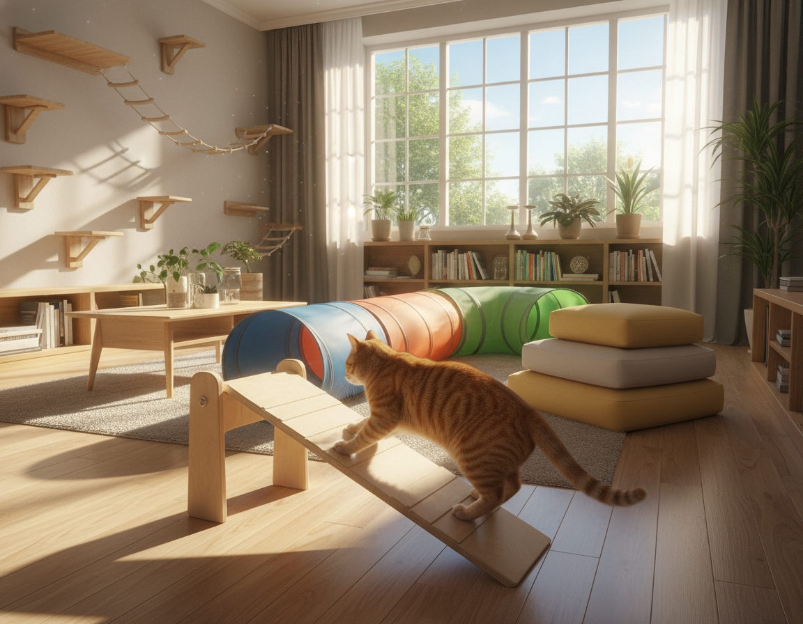 domácí překážková dráha pro kočku