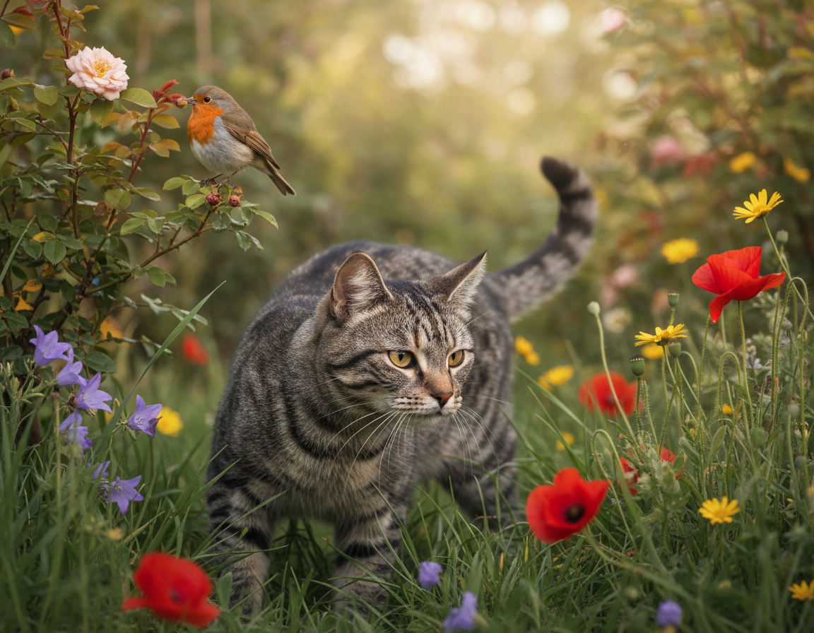 lovecký instinkt kočky venku