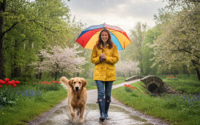 Procházka se psem v jarním dešti – co je potřeba?
