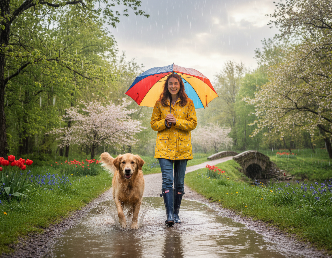 Procházka se psem v jarním dešti – co je potřeba?