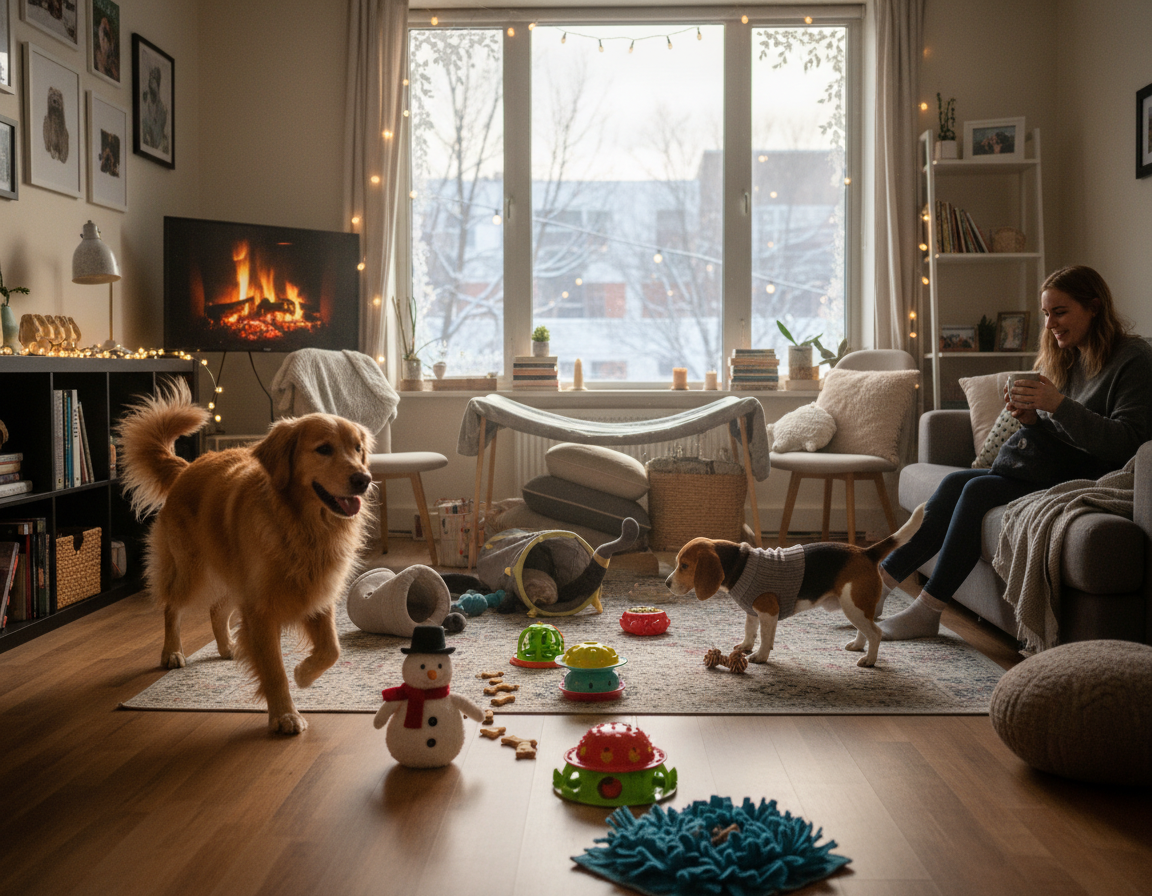 pes zima aktivity na malém prostoru