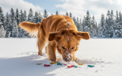 Hledání pamlsků ve sněhu – přirozená zimní hra pro psa