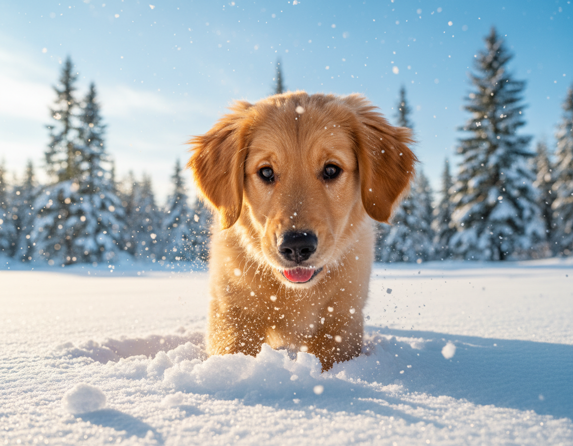 pes zima nezkušené štěně