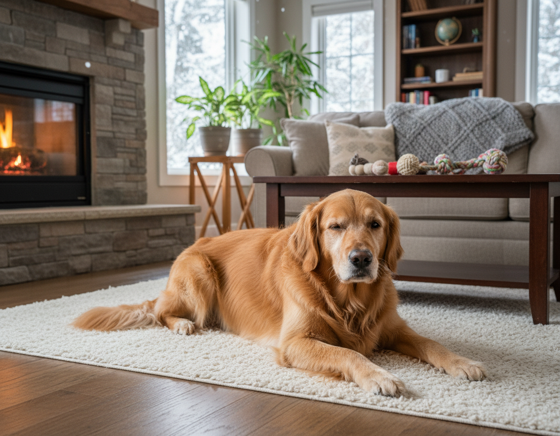 pes zima pomoc při přechodu mezi venkem a interiérem