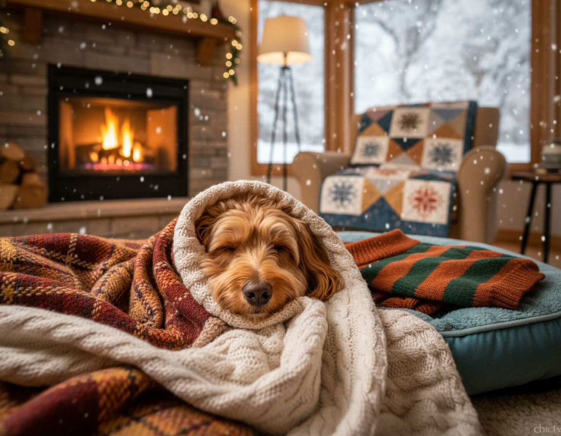 pes-zima-pouzivani-teplych-textilii pes zima používání teplých textilií