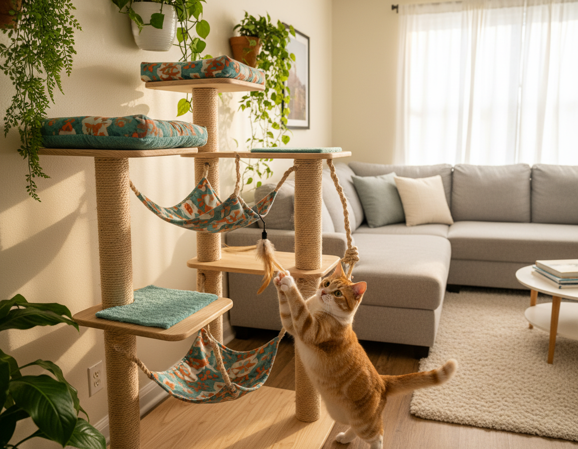 vnitřní lezecký systém pro kočku