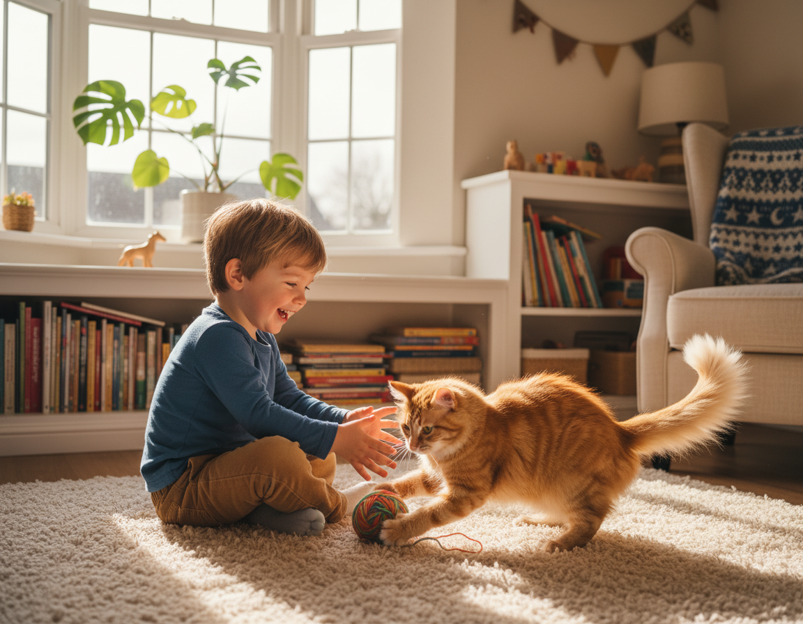 vztah kočky k dětem