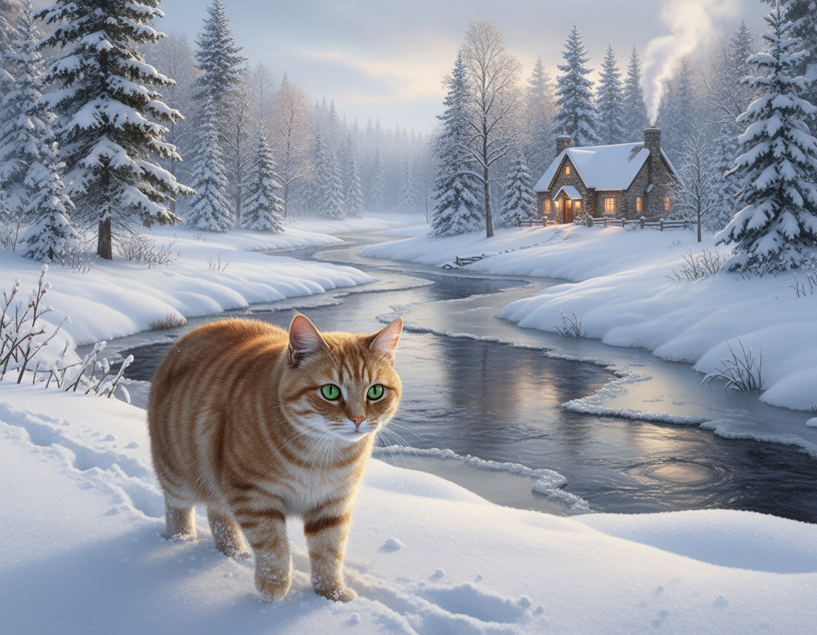 zimní venkovní způsob života kočky