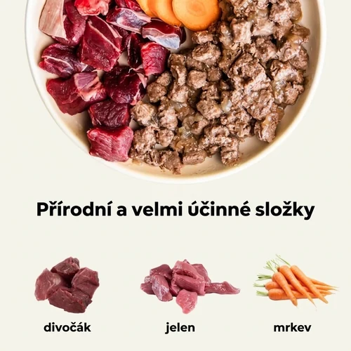 Ely mokré krmivo pro psy s divokým prasetem, jelenem a mrkví – 415 g 2 Ely mokré krmivo pro psy s divokým prasetem, jelenem a mrkví – 415 g - Obrázek 2